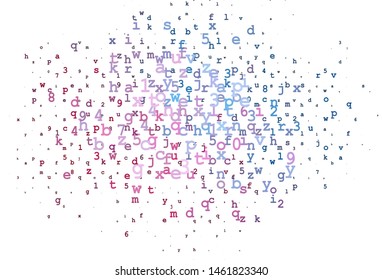 Light Purple vector cover with english symbols. Shining illustration with ABC symbols on abstract template. The pattern can be used as ads, poster, banner for books.