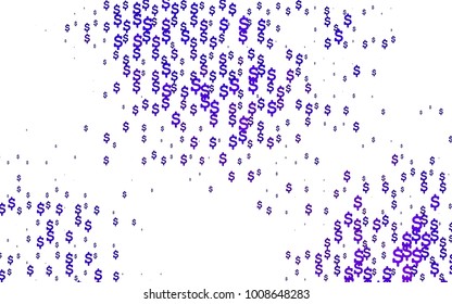 Light Purple vector cover with financial symbols. Abstract illustration with colored financial, cash symbols. Smart design for your business advert of economic, wealth.
