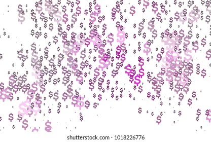 Light Purple vector cover with financial symbols. Abstract illustration with colored financial, cash symbols. Template can be used as a background for ads of markets, loans.