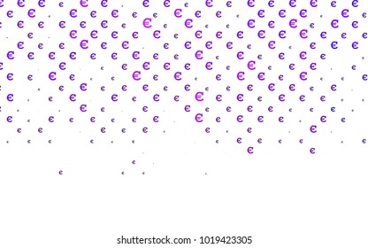 Light Purple vector cover with financial symbols. Shining colored illustration with Euro signs, EUR. Smart design for your business advert of economic, wealth.