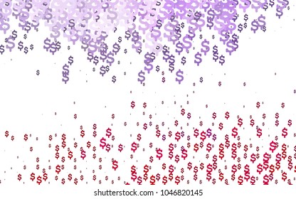 Light Purple vector cover with financial symbols. Abstract illustration with colored financial, cash symbols. Smart design for your business advert of economic, wealth.
