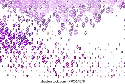 Light Purple vector cover with financial symbols. Abstract illustration with colored financial, cash symbols. The pattern can be used for ad, booklets, leaflets of banks