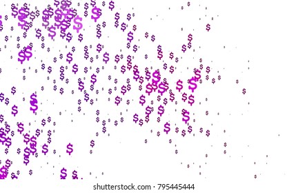 Light Purple vector cover with financial symbols. Blurred design in simple style with symbols of dollars. Smart design for your business advert of economic, wealth.
