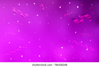 Light Purple vector cover with happy holiday ribbons. Confetti on blurred abstract background with colorful gradient. Beautiful design for your business advert of anniversary.