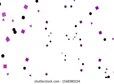 Light Purple vector cover in polygonal style with circles. Abstract illustration with colorful dots, lines, cubes. Modern template for your landing page.