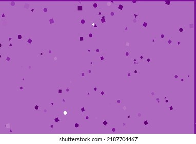 Light Purple vector cover in polygonal style with circles. Illustration with colorful circles, triangles, rectangles. Pattern for commercials.