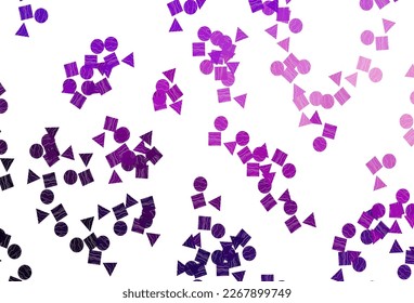 Light Purple vector cover in polygonal style with circles. Circles, lines, rhombus with colorful gradient. Pattern can be used for websites.