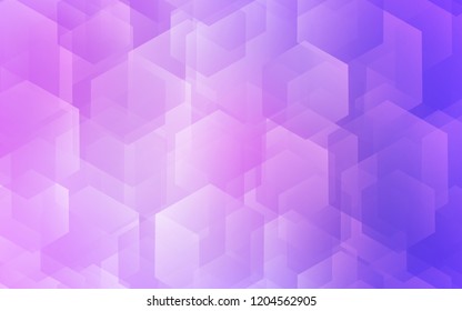 Light Purple vector cover with set of hexagons. Glitter abstract illustration in hexagonal style. Pattern for texture of wallpapers.