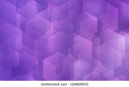 Light Purple vector cover with set of hexagons. Design in abstract style with hexagons. Pattern for texture of wallpapers.