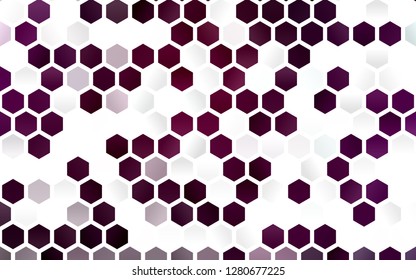 Light Purple vector cover with set of hexagons. Abstract illustration with colorful hexagons. Pattern for ads, leaflets.
