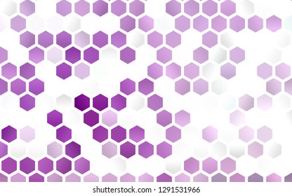 Light Purple vector cover with set of hexagons. Glitter abstract illustration in hexagonal style. Beautiful design for your business advert.