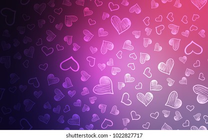 Light Purple vector cover with Shining hearts. Illustration with hearts in love concept for valentine's day. Pattern can be used for valentine's ad, booklets.