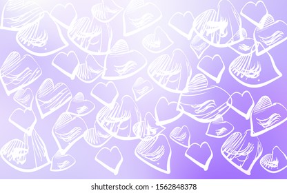 Light Purple vector cover with Shining hearts. Glitter abstract illustration with colorful hearts in romantic style. Beautiful design for your business advert of anniversary.