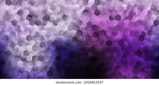 Cubierta vectorial púrpura claro con hexágonos simples. Ilustración con hexágonos de colores en la superficie degradada de desenfoque. Textura para patrones de papel pintado.