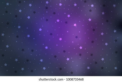 Light Purple vector cover with small and big stars. Shining colored illustration with stars. The pattern can be used for new year ad, booklets.