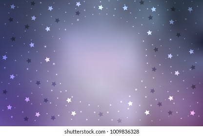 Light Purple vector cover with small and big stars. Stars on blurred abstract background with gradient. Best design for your ad, poster, banner.