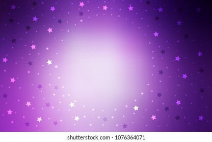 Light Purple vector cover with small and big stars. Stars on blurred abstract background with gradient. Smart design for your business advert.
