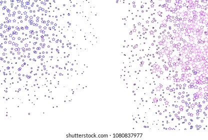 Light Purple vector cover with small and big stars. Shining colored illustration with stars. Smart design for your business advert.