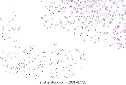 Light Purple vector cover with small and big stars. Blurred decorative design in simple style with stars. The pattern can be used for new year ad, booklets.