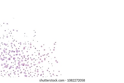 Light Purple vector cover with small and big stars. Decorative shining illustration with stars on abstract template. The template can be used as a background.