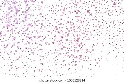 Light Purple vector cover with small and big stars. Glitter abstract illustration with colored stars. The template can be used as a background.