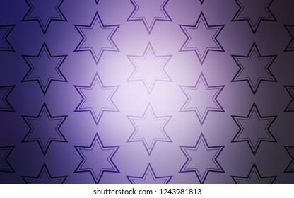 Light Purple vector cover with small and big stars. Glitter abstract illustration with colored stars. Pattern for websites, landing pages.