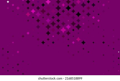 Light Purple vector cover with small and big stars. Shining colored illustration with stars. The pattern can be used for wrapping gifts.
