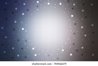 Light Purple vector cover with small and big stars. Stars on blurred abstract background with gradient. Smart design for your business advert.