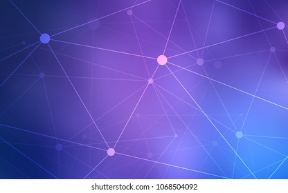 Light Purple vector cover with spots, lines. Design with connection of dots and lines on colorful background. Pattern can be used for ads, leaflets.