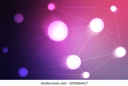Light Purple vector cover with spots, lines. Design with connection of dots and lines on colorful background. Completely new template for your brand book.