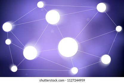 Light Purple vector cover with spots, lines. Glitter abstract illustration with connection of triangle structure. New design for ad, poster, banner of your website.