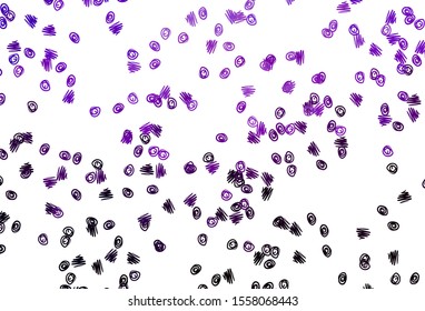 Light Purple vector cover with spots. Blurred bubbles on abstract background with colorful gradient. Pattern of water, rain drops.