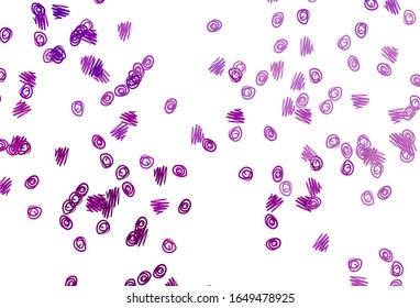 Light Purple vector cover with spots. Blurred decorative design in abstract style with bubbles. Pattern of water, rain drops.