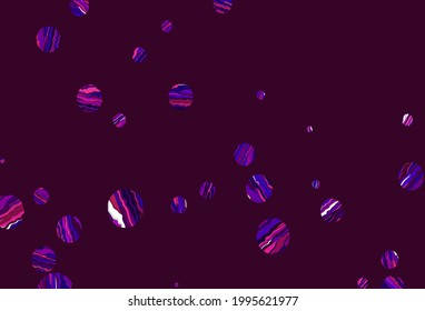 Light purple vector cover with spots. Illustration with set of shining colorful abstract circles. Pattern of water, rain drops.