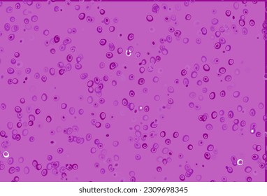 Cubierta vectorial púrpura clara con puntos. Ilustración abstracta moderna con gotas de agua coloridas. Patrón de agua, caídas de lluvia.