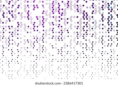 Cubierta vectorial púrpura clara con puntos. Burbujas borrosas sobre fondo abstracto con gradiente colorido. Patrón de anuncios, folletos.