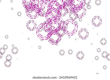 Cubierta vectorial púrpura clara con puntos. Ilustración con un conjunto de círculos abstractos de colores brillantes. Diseño para anuncios comerciales.