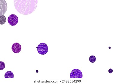 Light purple vector cover with spots. Blurred bubbles on abstract background with colorful gradient. Pattern of water, rain drops.