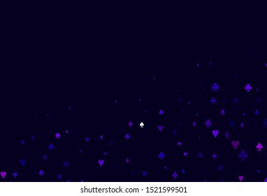 Light Purple vector cover with symbols of gamble. Illustration with set of hearts, spades, clubs, diamonds. Pattern for leaflets of poker games, events.
