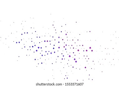 Light Purple vector cover with symbols of gamble. Colored illustration with hearts, spades, clubs, diamonds. Design for ad, poster, banner of gambling websites.
