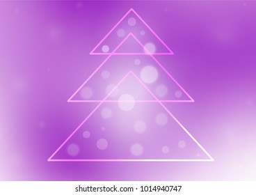 Light Purple vector cover with a xmas tree. Decorative shining illustration with xmas tree on abstract template. New year design for your ad, poster, banner.