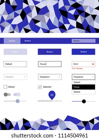 Light Purple vector design ui kit with mosaic. Decorative ui kit design in abstract style with colorful crystals. This template you can use for websites.