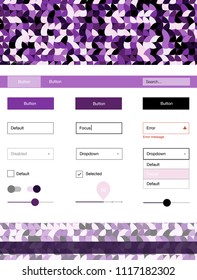 Light Purple vector design ui kit with dots. Web ui kit with abstract gradient circles in its header. This template you can use for websites.