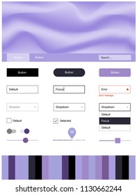 Light Purple vector design ui kit with curved circles. Creative illustration in halftone marble style with gradient. Beautiful layout for websites, landing pages.