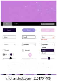 Light Purple vector design ui kit with mosaic, circles. Style guide with triangles, circles on abstract background. This sample is for your website.