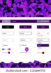 Light Purple vector design ui kit with mosaic. Modern Style guide in polygonal style with triangles. This sample is for your landing page.