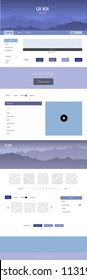 Light Purple vector design ui kit with landscape. Web ui kit with abstract gradient hills in its header. Template for website of outdoor activities.