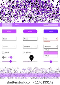 Light Purple vector design ui kit with dots. Colorful ui/ux kit with header consisted of spheres. Simple colorful design for websites.