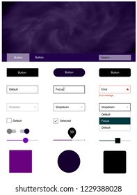 Light Purple vector design ui kit with universe stars. Simple Material Design Kit with colorful clouds in header. Modern template for your landing page.