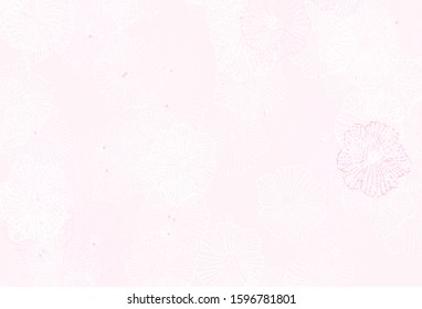 Light Purple vector doodle background with leaves. Shining colored illustration with flowers. Pattern for heads of websites, designs.